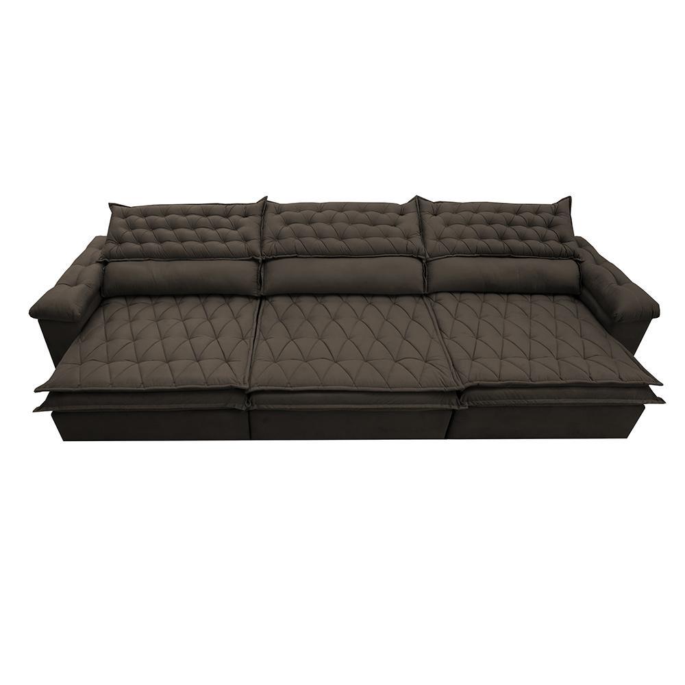 Sofá Retrátil e Reclinável 4,12m Molas Ensacadas Cama inBox Botonê Espuma Viscoelástico Café - 5