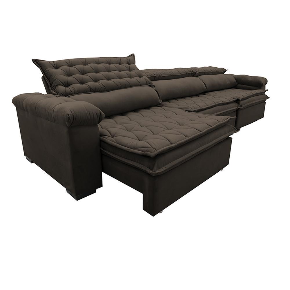 Sofá Retrátil e Reclinável 4,12m Molas Ensacadas Cama inBox Botonê Espuma Viscoelástico Café - 7