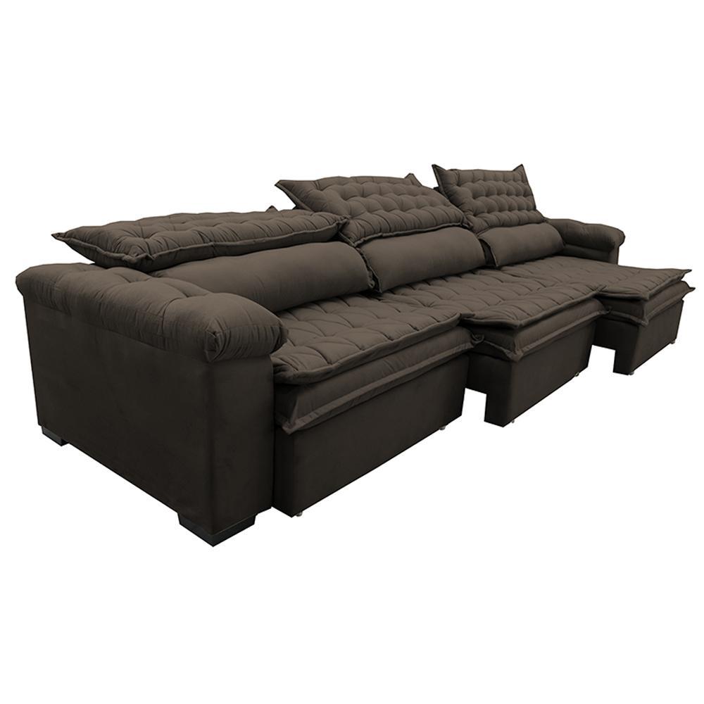 Sofá Retrátil e Reclinável 4,12m Molas Ensacadas Cama inBox Botonê Espuma Viscoelástico Café - 8