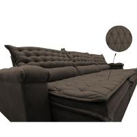 Sofá Retrátil e Reclinável 4,12m Molas Ensacadas Cama inBox Botonê Espuma Viscoelástico Café