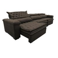 Sofá Retrátil e Reclinável 4,12m Molas Ensacadas Cama inBox Botonê Espuma Viscoelástico Café - 7