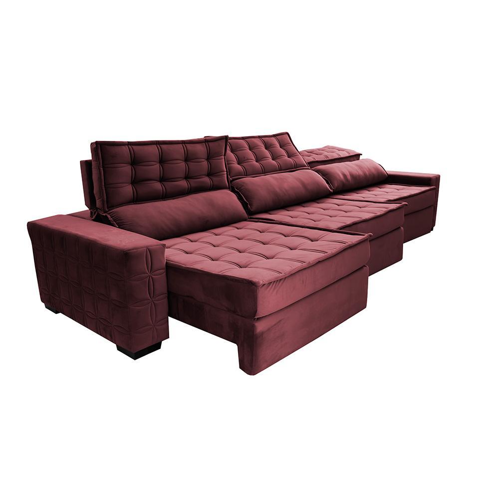 Sofá Retrátil e Reclinável 4,15m Cama inBox Big Star com SoftGel D40 Velupluma Vinho - 8
