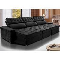 Sofá Retrátil e Reclinável 4,15m Cama inBox Big Star com SoftGel D40 Velupluma Preto - 1