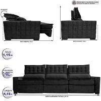 Sofá Retrátil e Reclinável 4,15m Cama inBox Big Star com SoftGel D40 Velupluma Preto - 2