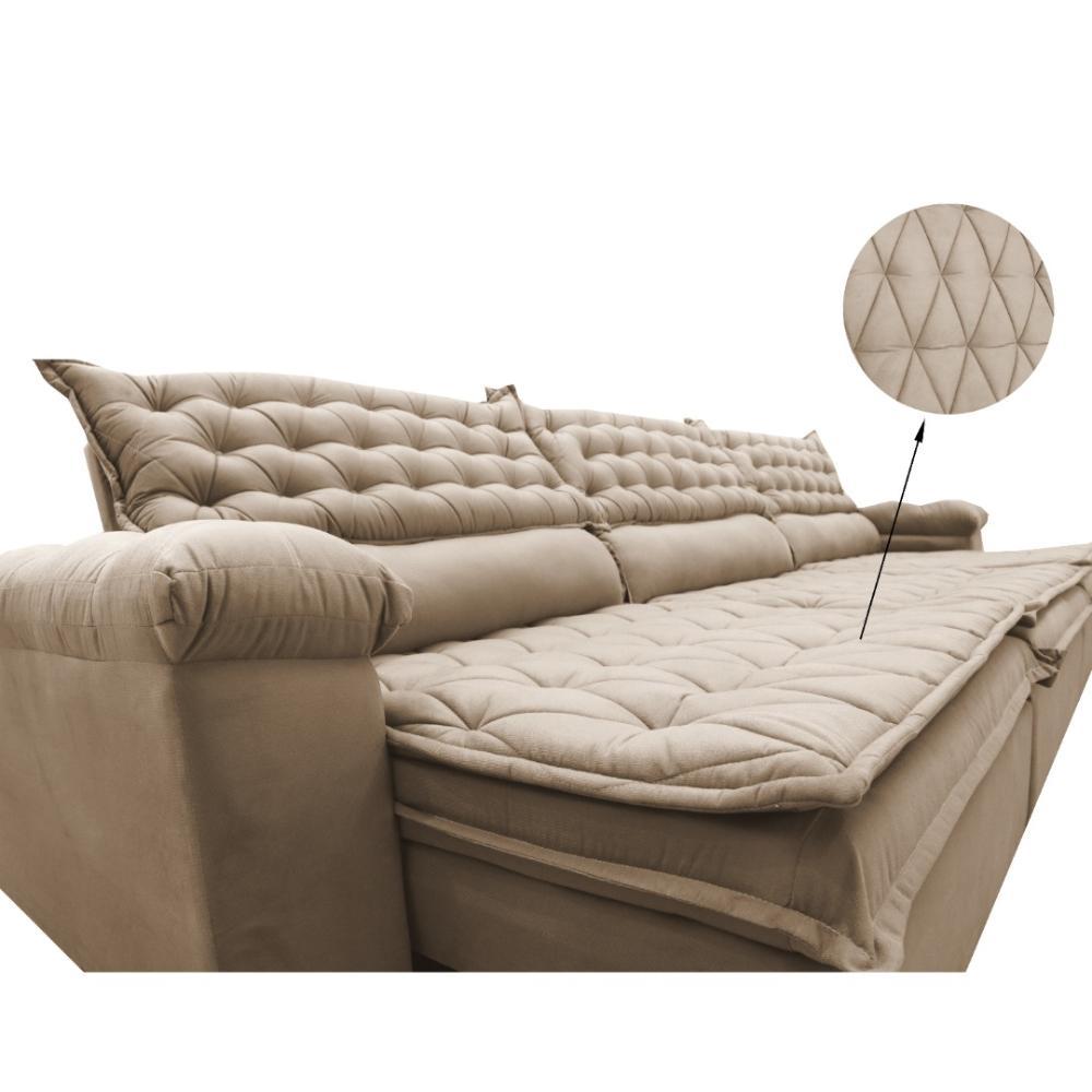 Sofá Retrátil e Reclinável 4,12m Molas Ensacadas Cama inBox Botonê Espuma Viscoelástico Bege - 4