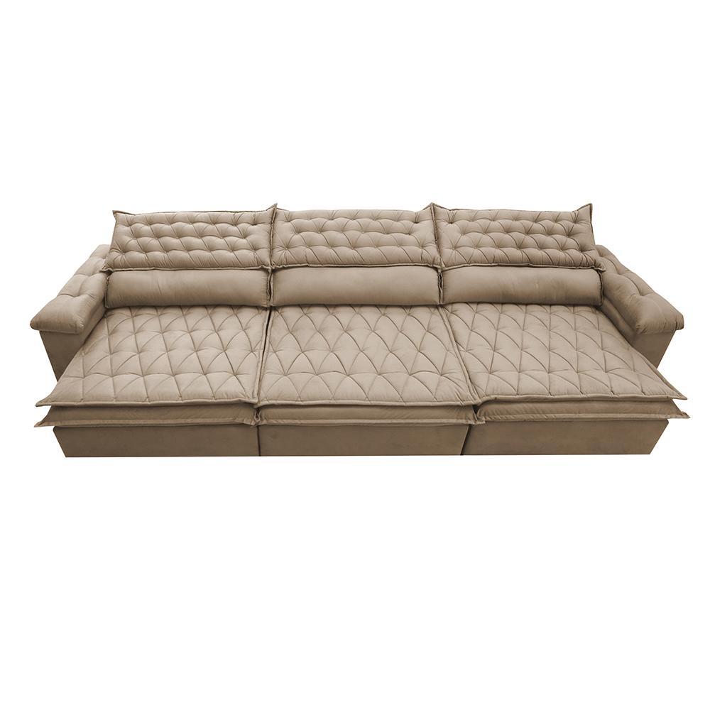 Sofá Retrátil e Reclinável 4,12m Molas Ensacadas Cama inBox Botonê Espuma Viscoelástico Bege - 5