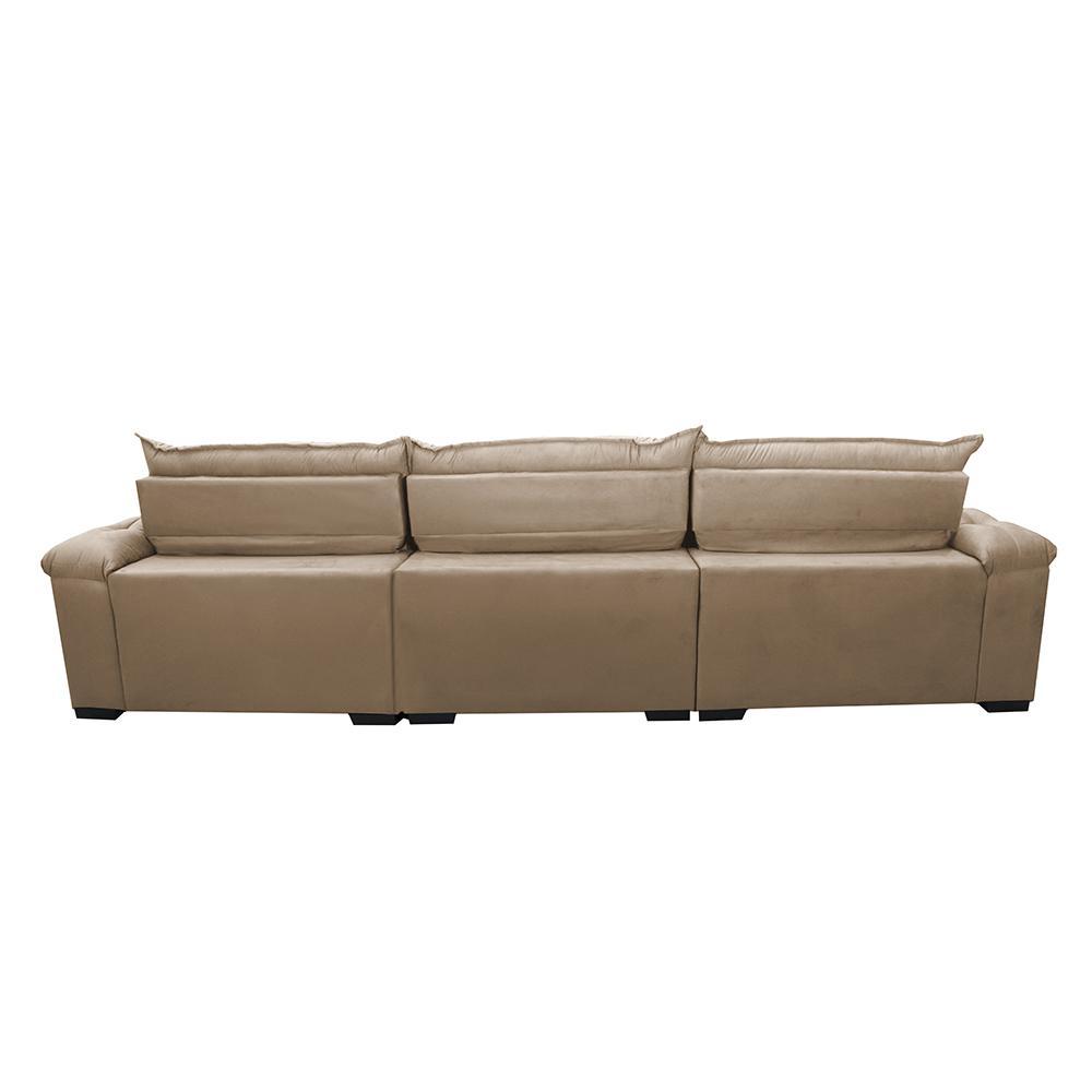 Sofá Retrátil e Reclinável 4,12m Molas Ensacadas Cama inBox Botonê Espuma Viscoelástico Bege - 6