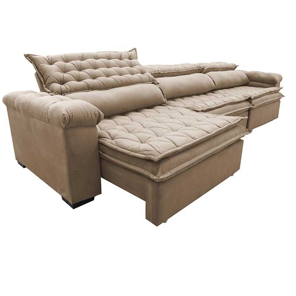 Sofá Retrátil e Reclinável 4,12m Molas Ensacadas Cama inBox Botonê Espuma Viscoelástico Bege - 7