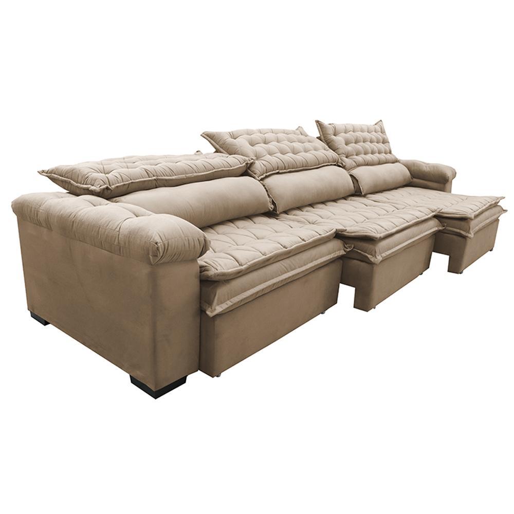 Sofá Retrátil e Reclinável 4,12m Molas Ensacadas Cama inBox Botonê Espuma Viscoelástico Bege - 8