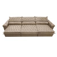 Sofá Retrátil e Reclinável 4,12m Molas Ensacadas Cama inBox Botonê Espuma Viscoelástico Bege - 5