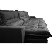 Sofá Retrátil e Reclinável 4,12m com Molas Ensacadas Cama Inbox Soft Tecido Suede Velusoft Preto