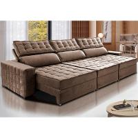 Sofá Retrátil e Reclinável 4,15m Cama inBox Big Star com SoftGel D40 Velupluma Castor - 1