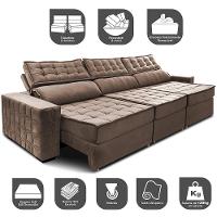 Sofá Retrátil e Reclinável 4,15m Cama inBox Big Star com SoftGel D40 Velupluma Castor - 3