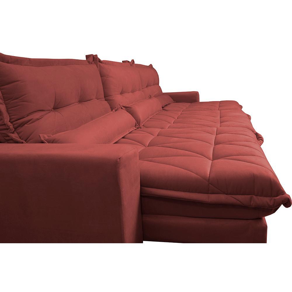 Sofá Retrátil e Reclinável 4,12m com Molas Ensacadas Cama Inbox Soft Tecido Suede Velusoft Vermelho - 4