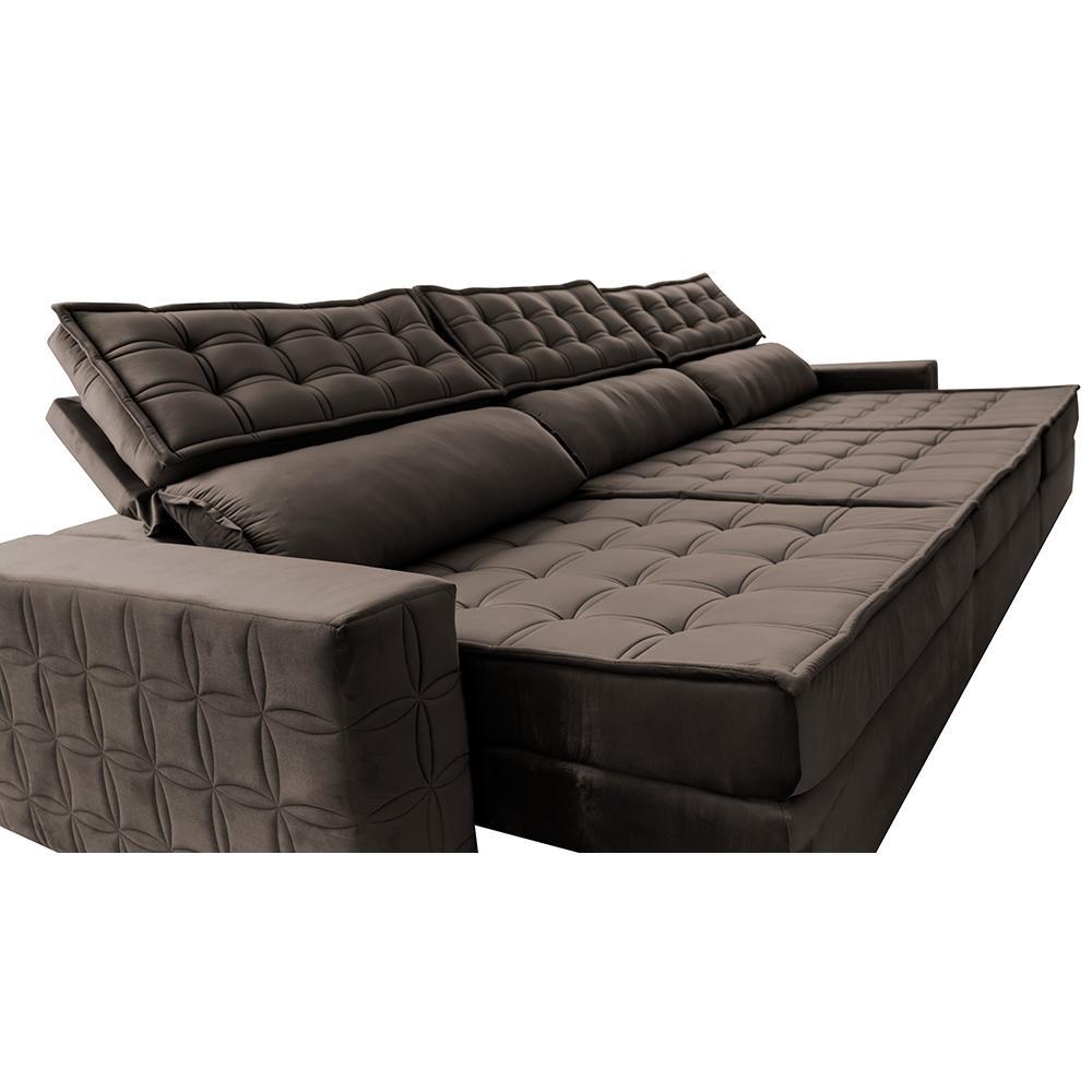 Sofá Retrátil e Reclinável 4,15m Cama inBox Big Star com SoftGel D40 Velupluma Café - 4