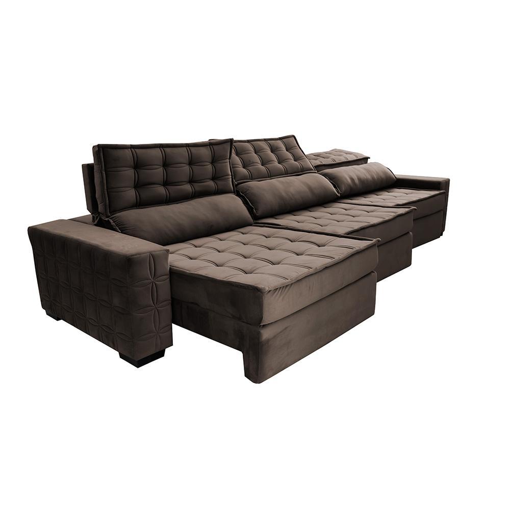Sofá Retrátil e Reclinável 4,15m Cama inBox Big Star com SoftGel D40 Velupluma Café - 8