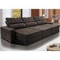 Sofá Retrátil e Reclinável 4,15m Cama inBox Big Star com SoftGel D40 Velupluma Café - 1