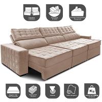 Sofá Retrátil e Reclinável 4,15m Cama inBox Big Star com SoftGel D40 Velupluma Bege - 3