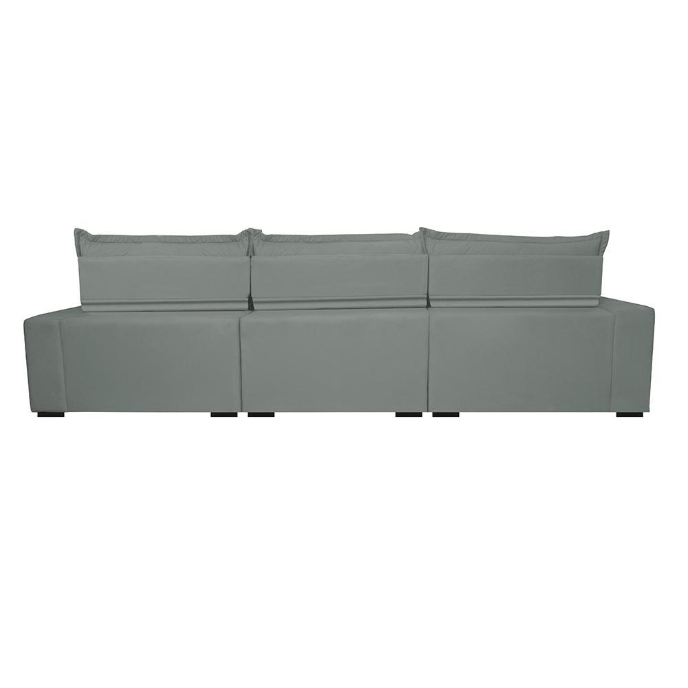 Sofá Retrátil e Reclinável 4,12m com Molas Ensacadas Cama Inbox Soft Tecido Suede Velusoft Cinza - 6