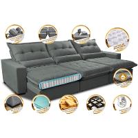 Sofá Retrátil e Reclinável 4,12m com Molas Ensacadas Cama Inbox Soft Tecido Suede Velusoft Cinza - 3