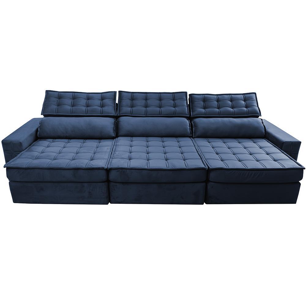 Sofá Retrátil e Reclinável 4,15m Cama inBox Big Star com SoftGel D40 Velupluma Azul - 5
