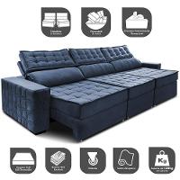 Sofá Retrátil e Reclinável 4,15m Cama inBox Big Star com SoftGel D40 Velupluma Azul - 3