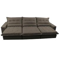 Sofá Retrátil e Reclinável 4,12m com Molas Ensacadas Cama Inbox Soft Tecido Suede Velusoft Café - 5