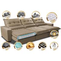 Sofá Retrátil e Reclinável 4,12m com Molas Ensacadas Cama Inbox Soft Tecido Suede Velusoft Castor - 3