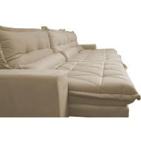 Sofá Retrátil e Reclinável 4,12m com Molas Ensacadas Cama Inbox Soft Tecido Suede Velusoft Bege