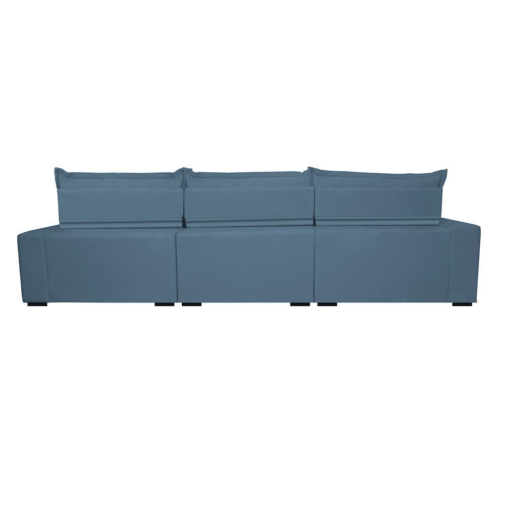 Sofá Retrátil e Reclinável 4,12m com Molas Ensacadas Cama Inbox Soft Tecido Suede Velusoft Azul - 6