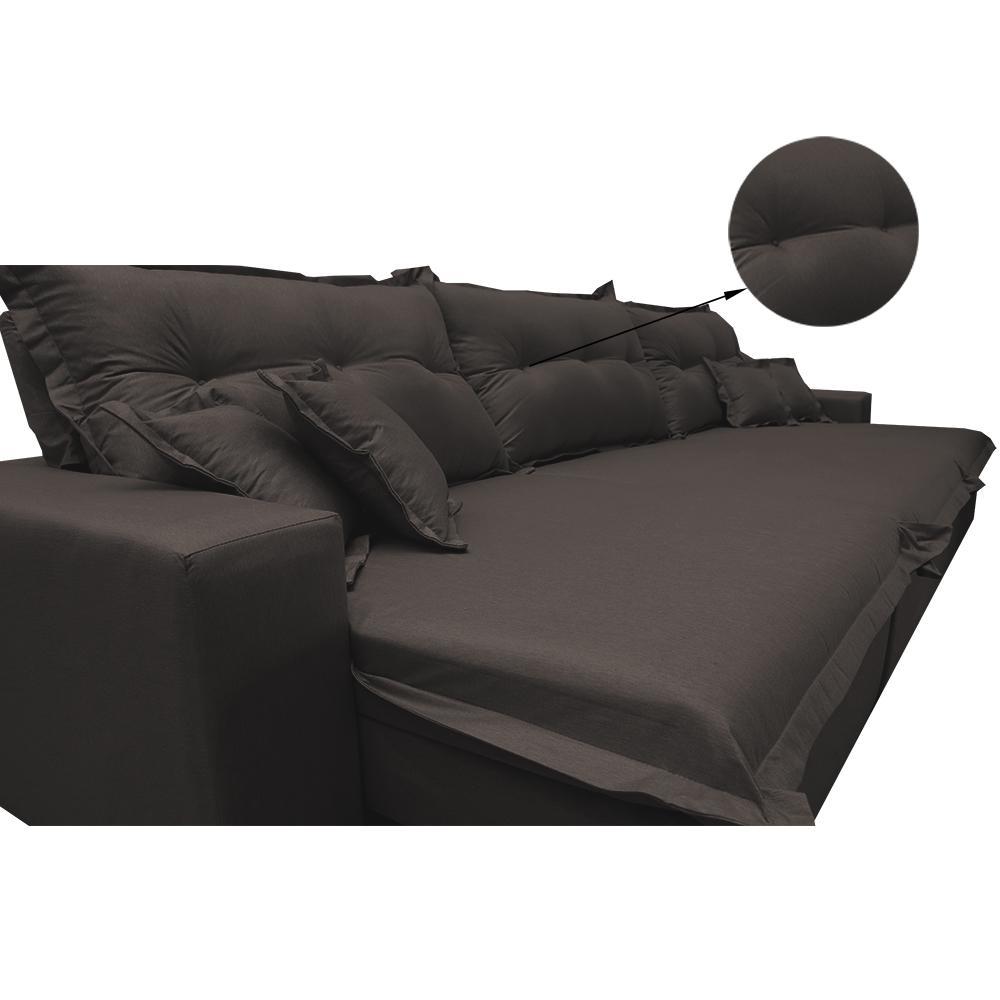 Sofá Retrátil e Reclinável 4,12m com Molas Ensacadas Cama inBox Prime Tecido Linho Marrom - 4