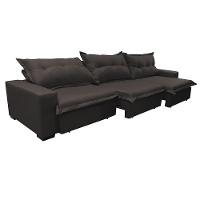 Sofá Retrátil e Reclinável 4,12m com Molas Ensacadas Cama inBox Prime Tecido Linho Marrom - 8