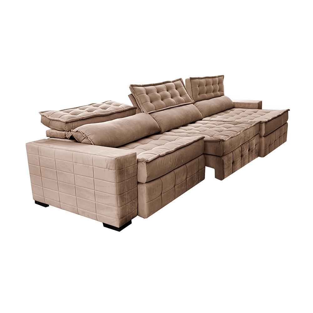 Sofá Retrátil e Reclinável 4,15m Cama inBox Big Puffer com SoftGel D40 Velupluma Castor - 8