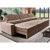 Sofá Retrátil e Reclinável 4,15m Cama inBox Big Puffer com SoftGel D40 Velupluma Castor - 1