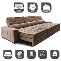 Sofá Retrátil e Reclinável 4,15m Cama inBox Big Puffer com SoftGel D40 Velupluma Castor - 3