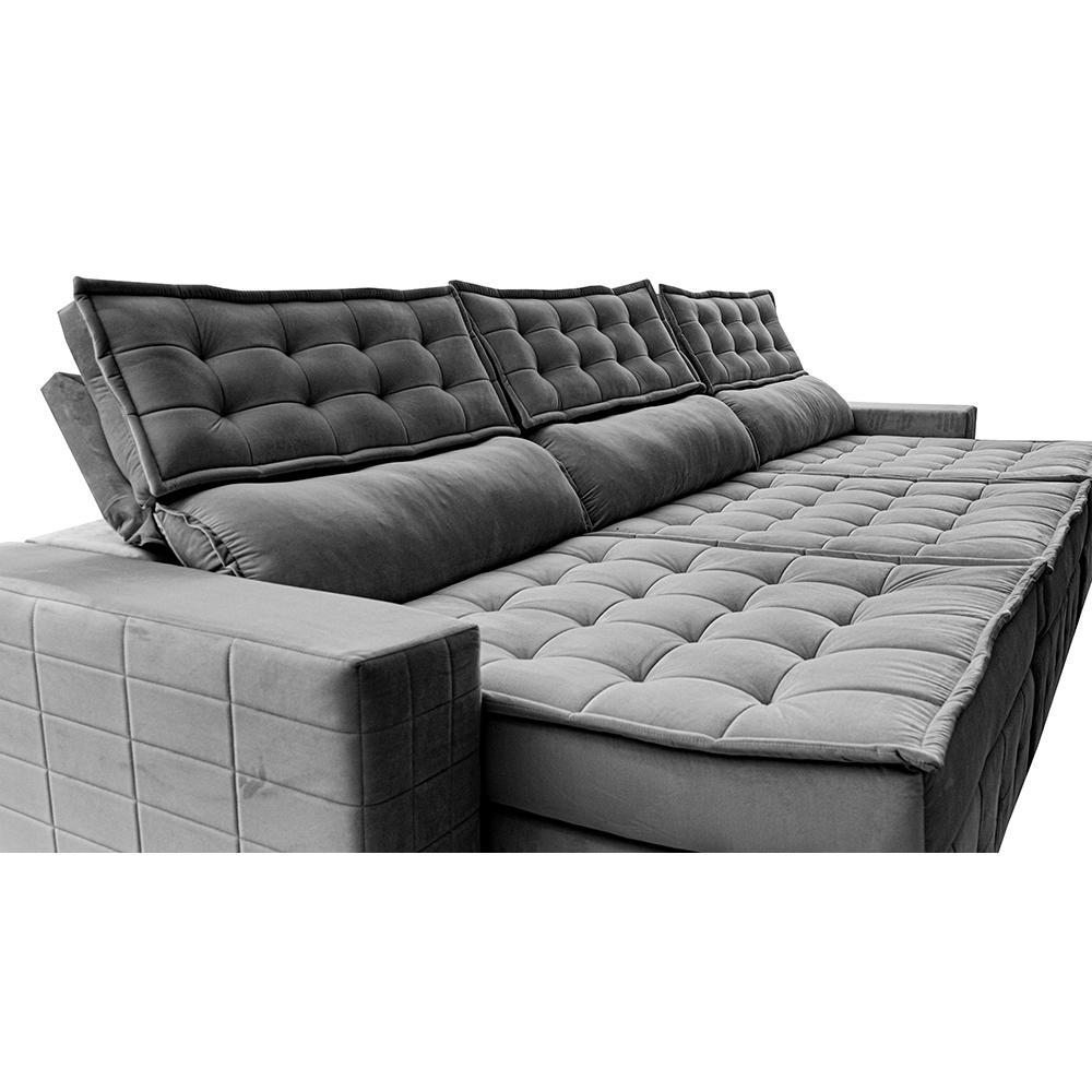 Sofá Retrátil e Reclinável 4,15m Cama inBox Big Puffer com SoftGel D40 Velupluma Cinza - 4