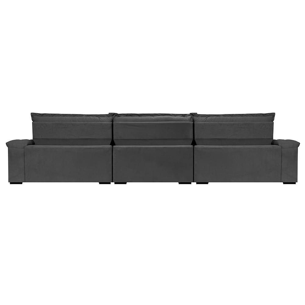 Sofá Retrátil e Reclinável 3,85m Molas Ensacadas Cama inBox Big Space com Bordado 3D Velusoft Cinza - 6
