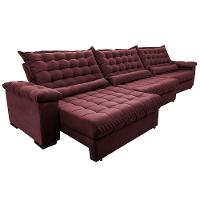Sofá Retrátil e Reclinável 3,85m Molas Ensacadas Cama inBox Big Space com Bordado 3D Velusoft Vinho - 7