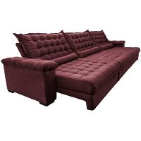 Sofá Retrátil e Reclinável 3,85m Molas Ensacadas Cama inBox Big Space com Bordado 3D Velusoft Vinho - 8