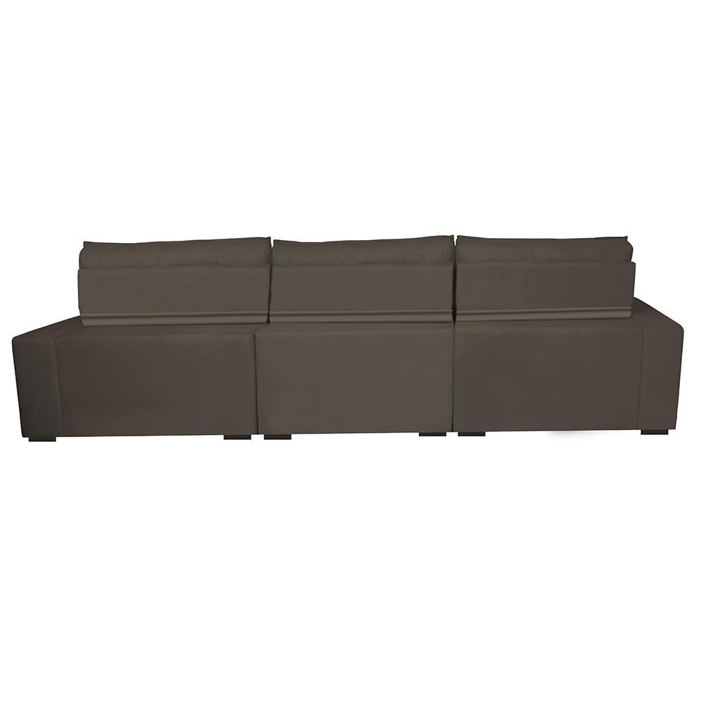 Sofá Retrátil e Reclinável 4,12m com Molas Ensacadas Cama Inbox Gold Tecido Suede Velusoft Café - 6