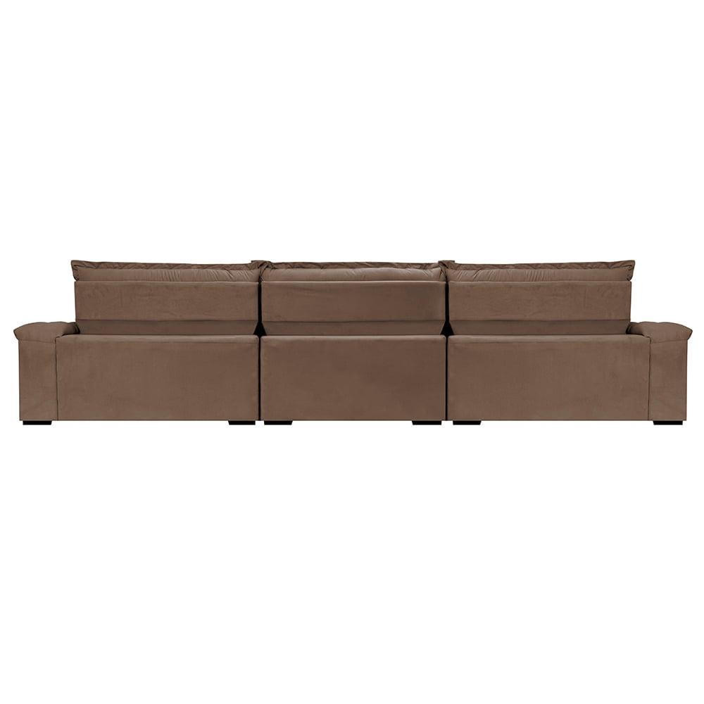 Sofá Retrátil e Reclinável 3,85m Molas Ensacadas Cama inBox Big Space com Bordado 3D Velusoft Castor - 6
