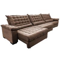 Sofá Retrátil e Reclinável 3,85m Molas Ensacadas Cama inBox Big Space com Bordado 3D Velusoft Castor - 7