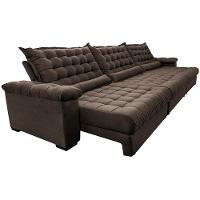 Sofá Retrátil e Reclinável 3,85m Molas Ensacadas Cama inBox Big Space com Bordado 3D Velusoft Café - 8