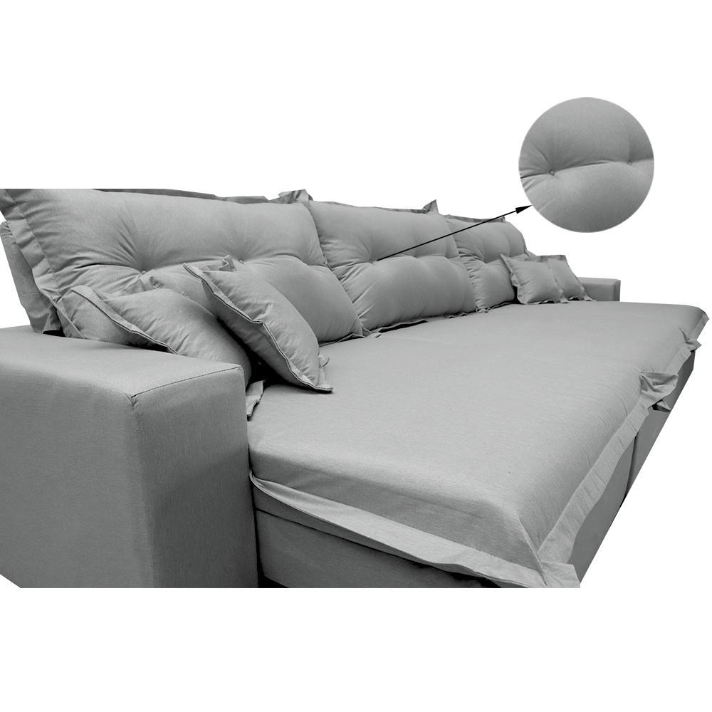 Sofá Retrátil e Reclinável 4,12m com Molas Ensacadas Cama inBox Prime Tecido Linho Cinza Claro - 4