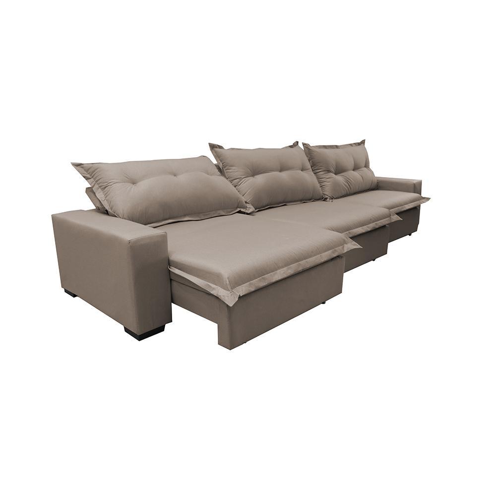 Sofá Retrátil e Reclinável 4,12m com Molas Ensacadas Cama inBox Prime Tecido Linho Bege Escuro - 7