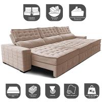 Sofá Retrátil e Reclinável 4,15m Cama inBox Big Puffer com SoftGel D40 Velupluma Bege - 3