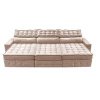 Sofá Retrátil e Reclinável 4,15m Cama inBox Big Puffer com SoftGel D40 Velupluma Bege - 5