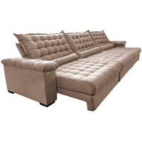 Sofá Retrátil e Reclinável 3,85m Molas Ensacadas Cama inBox Big Space com Bordado 3D Velusoft Bege - 8