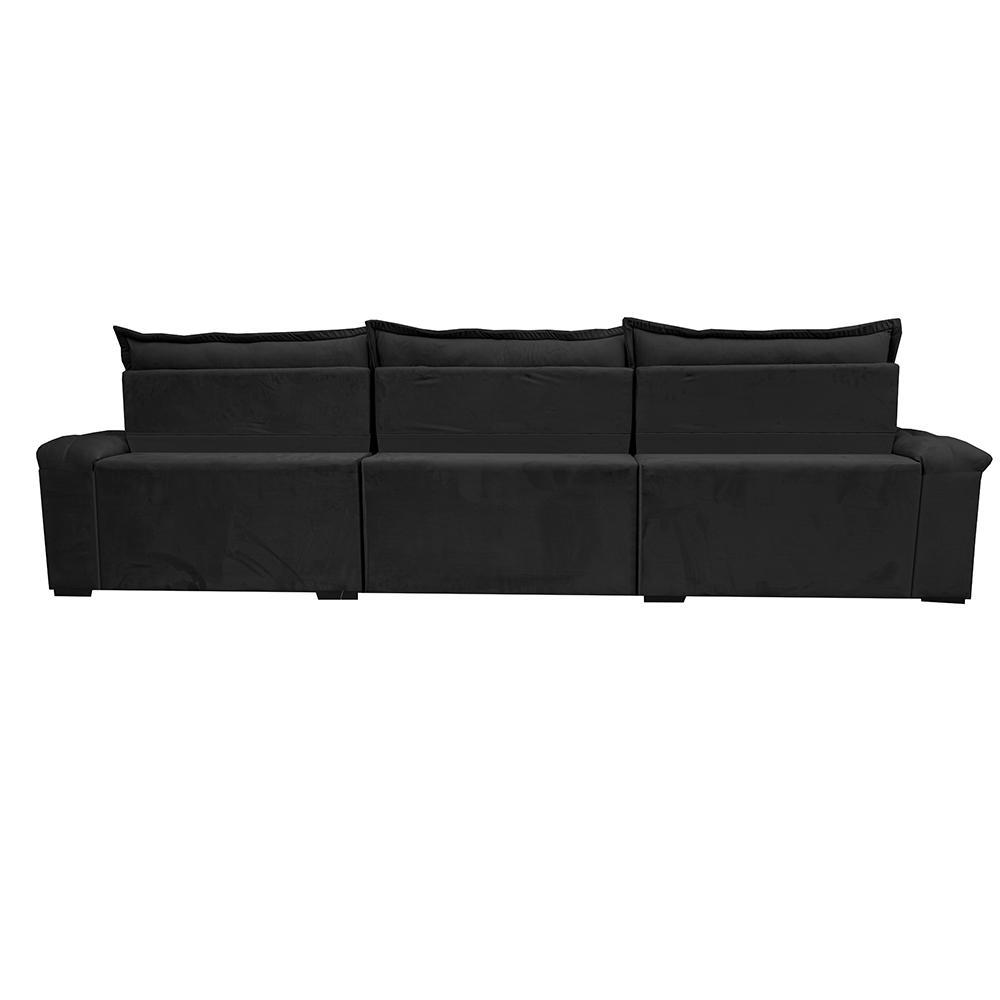 Sofá Retrátil e Reclinável 4,15m Cama inBox Big Fresh com SoftGel D40 Velupluma Preto - 6