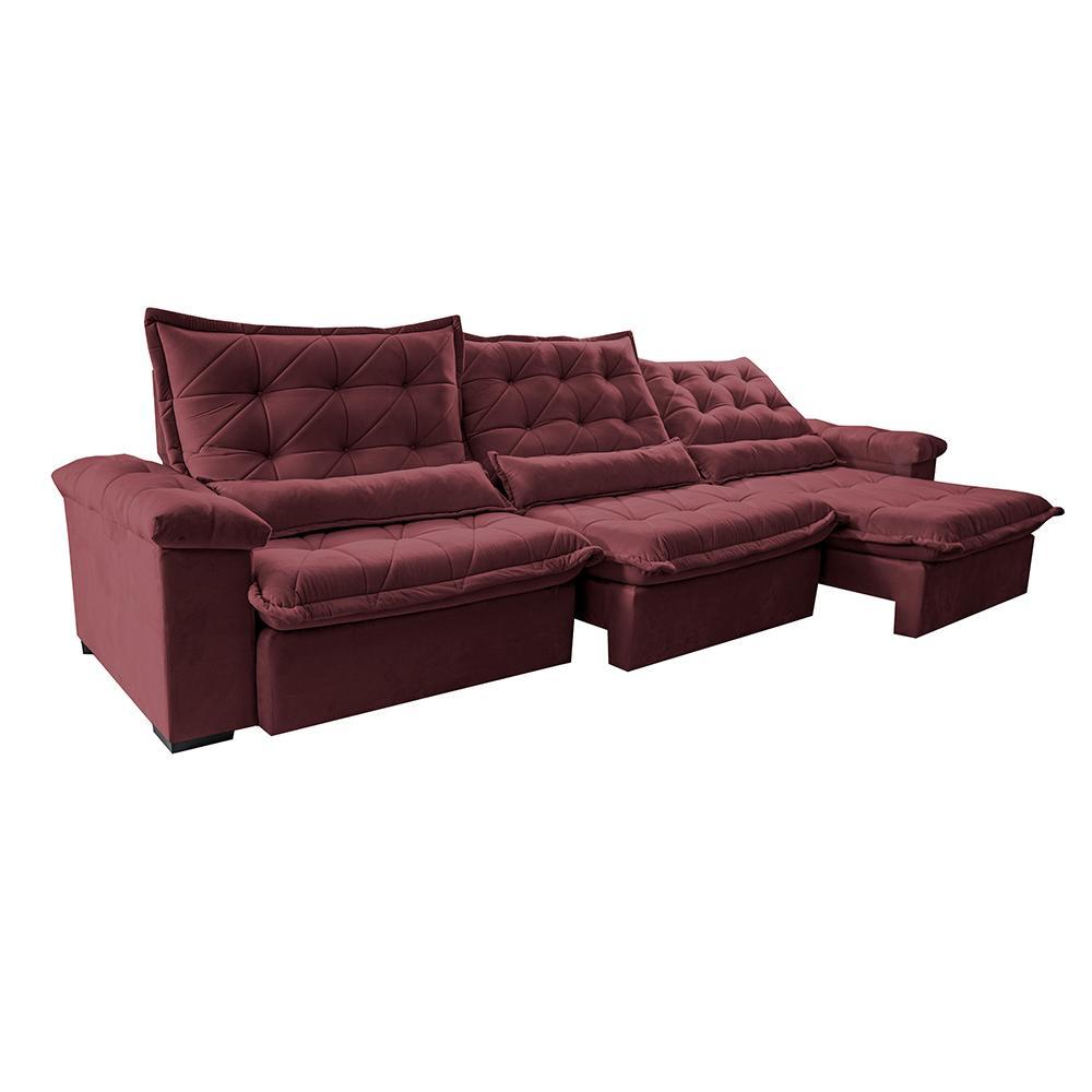Sofá Retrátil e Reclinável 4,15m Cama inBox Big Fresh com SoftGel D40 Velupluma Vinho - 8